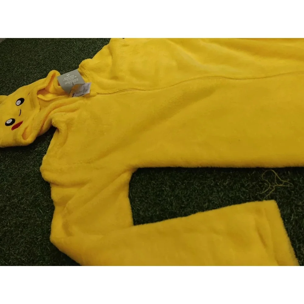 Yellow‎ Pikachu Pajama Jump Suit Embroidery Fleece Full Length Boys 8/10